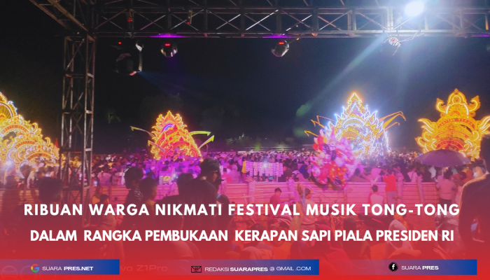 Ribuan Masyarakat Bluto Nikmati Tampilan Musik Tong-Tong Dalam Rangka Pembukan Kerapan Sapi