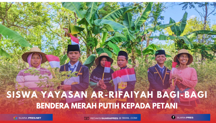 Sambut HUT RI, Pelajar Ar-Rifaiyah Bagi-bagi Bendera Merah Putih
