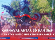 Pelajar SD dan SMP di Kecamatan Bluto Ramaikan Karnaval HUT Ke-79 RI