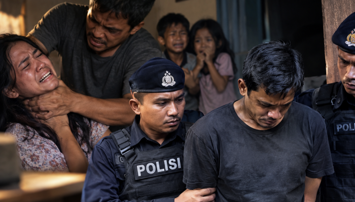 KEJI! Suami di Sumenep Aniaya Istri Hingga Ancam Bunuh Anak, Ditangkap Tengah Malam